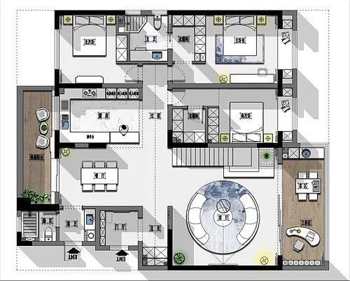 370㎡現(xiàn)代簡約風(fēng)武漢裝修設(shè)計，異形空間+改造設(shè)計，簡約風(fēng)也能裝出高級感！