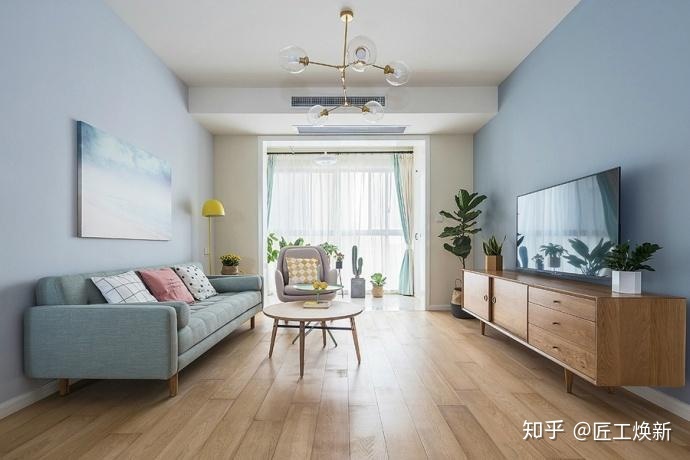 90㎡清爽北歐風(fēng)，淺藍空間，最喜歡半開放式廚房設(shè)計