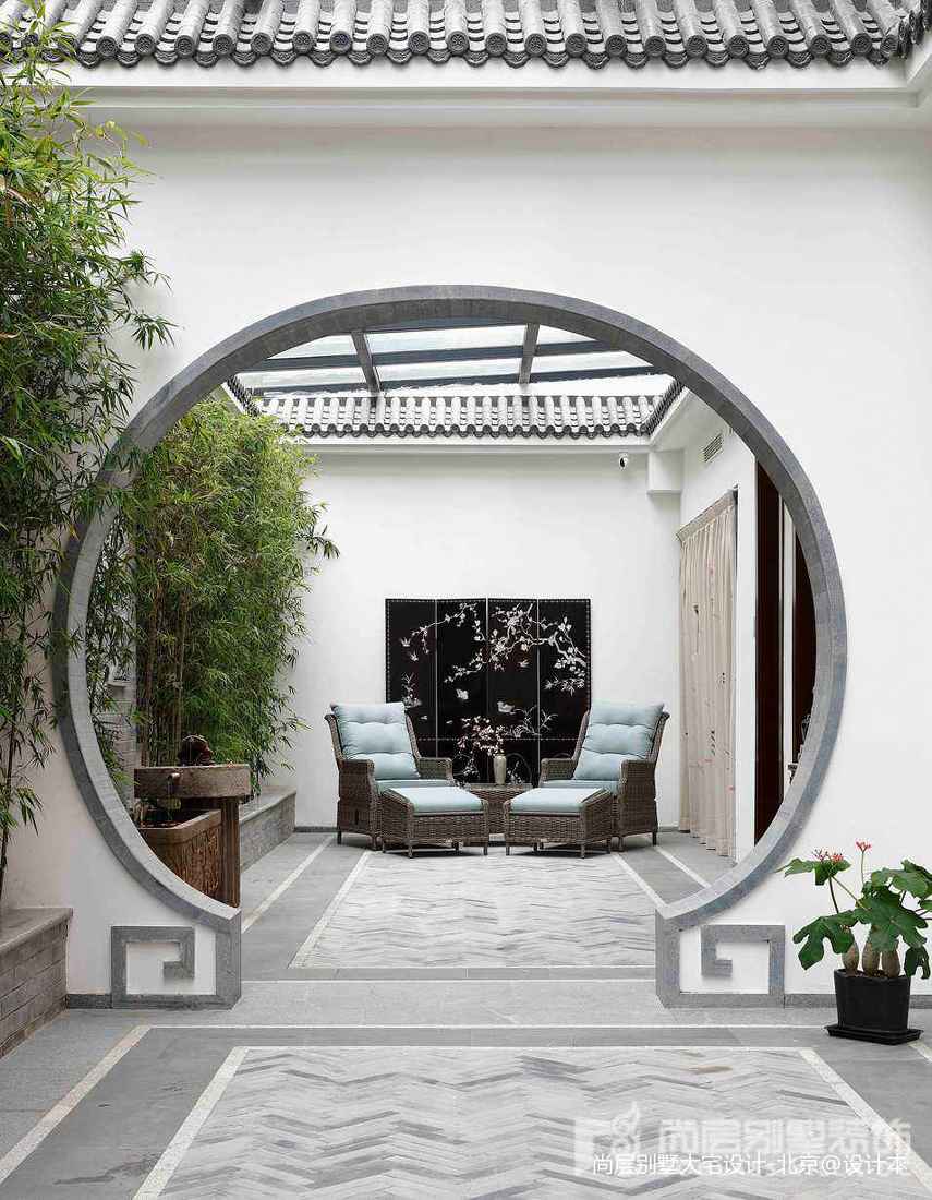 裝修效果圖精美面積121平別墅花園中式實(shí)中式現(xiàn)代設(shè)計圖片賞析