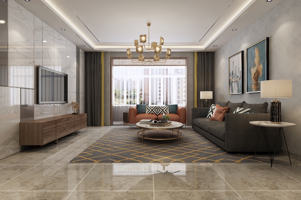 客廳窗簾裝修效果圖輕奢風格現代簡約客廳設計圖片賞析