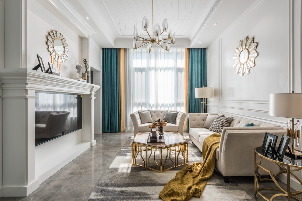 客廳窗簾裝修效果圖《溫日暖陽》美式輕奢風，恰到好其他客廳設計圖片賞析