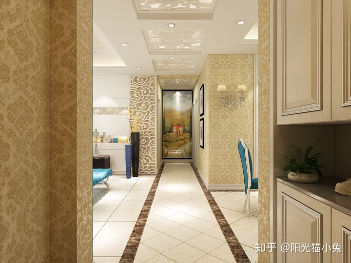 簡歐風格家居裝修設(shè)計，130㎡三居室效果圖