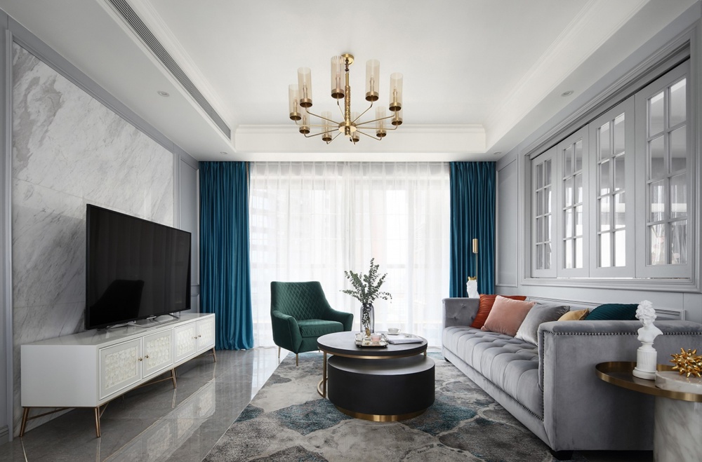 客廳窗簾裝修效果圖客廳“開(kāi)”窗，書(shū)房搭帳篷！美式經(jīng)典客廳設(shè)計(jì)圖片賞析