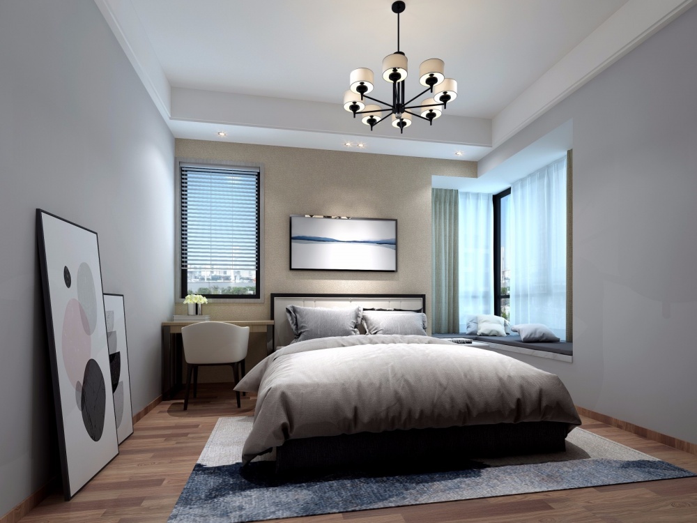 臥室床裝修效果圖西江河畔三套現(xiàn)代簡(jiǎn)約臥室設(shè)計(jì)圖片賞析
