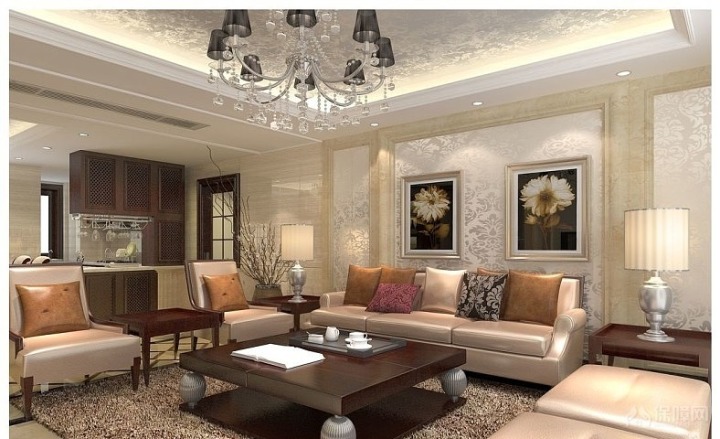 邢臺塞納春天客廳吊頂裝修設(shè)計效果圖，讓客廳更有格調(diào)